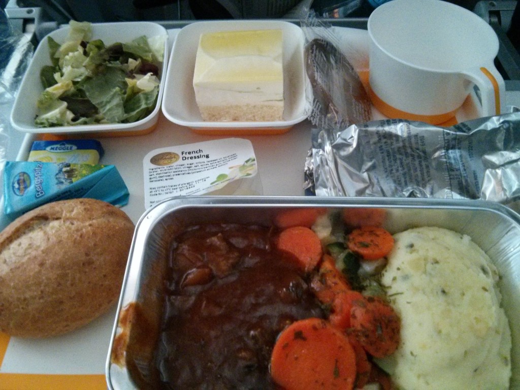 Das Essen auf dem Flug nach New York